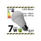 ALMIPEX E27 LED lamp bulb 7W (490lm - 4500K - White - 7 x LED - 120 ° viewing angle - E27 - 230V AC - 7 Watt - Ø 60 × 108 mm)