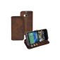HTC One M8 / M8s - Suncase Book-Style (Slim Fit) Leather Case Leather Case Mobile Phone Case Hard Case Cover (with stand function and card slot) antique coffee (Electronics)