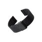 Watchband stainless steel Milanese mesh, IP Black PVD, 22mm (Watch)