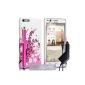 Yousave Accessories HU-AW01-Z672CP shell gel / silicone with Stylus + Car Charger for Huawei Ascend G6 Bee Floral Motif Pink / White (Accessory)