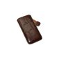 Original Suncase genuine leather bag (flap with retreat function) for iPhone 4 / iPhone 4S in croco brown (Accessories)