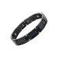 New Magnetic Bracelet man in black titanium and carbon fiber inlays blue, fitter Utensil included (Jewelry)