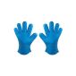 Belmalia 2x oven gloves made of heat resistant silicone for kitchen and barbecue in blue, Set (Kitchen)