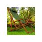 Camping chair Wooden folding beach Fabric seat removable cushion Green +