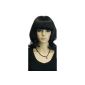 Qiyun hairpieces Damespruiken Mid-length Dark Black Wavy Straight Full Bang Heat Resistant Fiber Synthetic Hair Full Anime Cosplay Costume Wig (Personal Care)