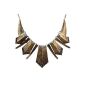 Yazilind Vintage Ethnic Style Bib irregular crystal inlay alloy bronze necklace women necklace (Jewelry)