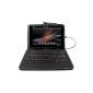 Black leather look case + integrated QWERTY keyboard (French) + port maintenance for tablets Sony Xperia Tablet Z and Z2 10.1 