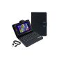 kwmobile® Premium Universal synthetic leather case with integrated Bluetooth keyboard keyboard for Asus Vivo Tab Note 8 M80TA in Black - with QWERTY keyboard