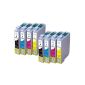 NTT® 10 pieces XL ink cartridges for Epson Stylus (4 x T1291, T1292 2x, 2x T1293, T1294 2x) with chip;  2 complete sets + 2 x black free (Office supplies & stationery)