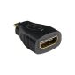 Mumbi Micro HDMI to HDMI Adapter - Gold Plated + certified - HDMI socket (19-pin) on micro HDMI connector - Adapter with Ethernet - Audio Return Channel (Accessories)