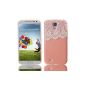 Mavis's Diary Samsung Galaxy S4 Case Strass Glitter TPU Silicone Case linen Protective Case Cover Protection Case Protective cover hard back shell case Case Hard handytasche For Samsung Galaxy S4 i9500 i9505 Pink And Pink And White Flowers (Electronics)
