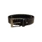 Modern jeans belt with decorative stitching - leather - 35 mm wide - can be shortened because buckle screwed (Textiles)