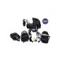 Sporty Baby Travel System 3 in 1 with pram, car seat, stroller and baby accessories (Black / white dots) (Baby Care)