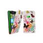 kwmobile® chic leather case for Nokia Lumia 625 with magnetic closure practice.  Several butterflies pattern looks available (Wireless Phone Accessory)