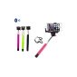 GadgetinBox ™ - (Rose) Bluetooth wireless pocket without telescopic extendable monopod Selfie New shutter shooting stick with rechargeable battery for iPhone 6 5c 5s 4s 5 Samsung S4 S5 Note 4 SE Xperia Z1 Z2 Z3 And Many More compatble with IOS 4.0 / Android 3.0 (length up to 1005mm) (Electronics)