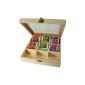 * * New mass storage, wooden box with glass lid, tea box, Teekästchen with glass lid, 9 individual compartments, firmly closed, tea box with windows, tea chest, window, box, brand Incutex