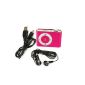 VKTECH® USB Mini MP3 player clip Rose Supports MicroSD card 1 2 4 8 GB Pink (Electronics)
