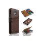 Samsung Galaxy S5 shell, *** genuine leather - HANDMADE *** - incl. Credit card slots and corner protection, soft insides, BookStyle thin design, bag cover (brown) (Electronics)