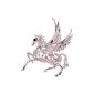 Yazilind jewelry Unique design silver plated hollow Lively horse with wings Carve Crystal Brooches and Pins for Women (jewelry)