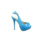 Sopily - Shoe Fashion Pump Platform Stiletto Ankle Decolleté women stiletto high heel 13 CM - Blue (Clothing)