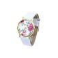 FACILLA® Analog Quartz Watch Leather Strap White Dial Women Fashion Flower White (Watch)
