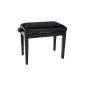 Classic Cantabile Piano bench Black Matt (very stable spindle scissor mechanism, height adjustable 47-56cm, seat 55 x 32cm, velor) (Electronics)