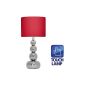 MiniSun Table Lamp, Bedside, Office.  Touch Dimmer, Touch, Contemporary Modern lighting levels 4 and Chrome Polis RED Silk effect