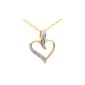 Necklace Pendant - PP03816Y - Heart - Yellow gold 375/1000 (9 Cts) 0.7 Gr - Diamond (Jewelry)
