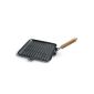 Grill & Steak pan made of cast iron, square, fluted with wooden handle * SEASONED * (household goods)