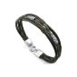 Konov jewelry Men Women bracelet, Tribal Bracelet Braided leather leather rope alloy, brown black silver (jewelery)