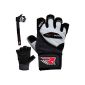 Genuine leather RDX Pro Lift Gel fitness Weight Lifting Gloves Gym Leather Straps Grip Bar (Sports Apparel)