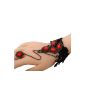 Yazilind tip Bracelet Ring Red Resin Stone Alloy Anh? Nger ring-chain black bracelet Jewelry Set f ¹r women (jewelery)