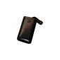 Original Suncase genuine leather bag (flap with retreat function) for Nokia E7-00 in black (Accessories)
