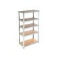 Storage shelf 5 shelves - 180 x 90 x 45 cm - steel and wood - 265 kg per level
