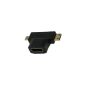 HDMI adapter tee adapter / 2-in-1 HDMI Adapter HDMI terminal (type A) to Micro HDMI Male (Type D) to HDMI mini connector (Type C) with Ethernet - HDMI Ethernet Channel (HEC) Audio Return Channel PDA-point (Electronics)