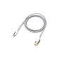 Lightning to USB Cable OMMI®, unbreakable braided cable, sync and charging for iPad iPhone, 1.2m, Coloured Silver (Electronics)