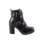 Sopily - Shoe boot mode Low boots women Ankle buckle closure Zip varnished heel high heel block 9 CM - textile Interior - Black (Clothing)