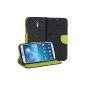 GMYLE (R) Classic Carrying Case for Samsung Galaxy Mega 6.3 I9200 - Black & Green Cross pattern PU leather Cover Stand Case Pouch Case (Wireless Phone Accessory)