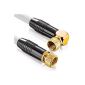 deleyCON [7.5m] SAT antenna cable PREMIUM HDTV satellite cable angled coaxial cable - F connector (90 degrees) to F-plug - gold plated White 100dB (Electronics)