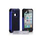 Yousave Accessories TM Dual Combo handle Back Hard and Soft Silicone Gel Case for Apple iPhone 4 / 4S Blue / Black Cover with protective film and Grey Microfiber Polishing Cloth - Accessory kit (accessory)
