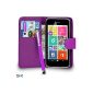 Nokia Lumia 530 Premium Wallet Leather dark purple Flip Case Pouch Screen Protector + Stylus Pen + Mini Touch Stylus + Big & Chiffon BY SHUKAN® (dark purple) (Electronics)