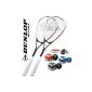 DUNLOP 2x Power Smash Squash Racket incl. 3x squash balls (blue red yellow)!  Squashset is perfect for beginners and recreational players (Misc.)