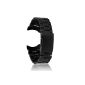 Watch Bands Black solid stainless steel band strap links Curved End folding clasp 24mm (clock)