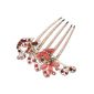 Womdee (TM) Retro Style Modern Only Bronze Full color rhinestone Elegant Peacock Comb hairpins Red with Womdee Accessorie (jewelry)
