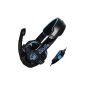 Sade SA-708 Pro Gaming Headset 3.5mm stereo headset 2.2m with strap for notebook PC cable Stereo headset and microphone with soft ear pads and Mic Mute Switch (Blue) (Electronics)