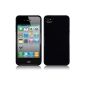 iHarbort Stylish Jelly Gel TPU Soft Case Cover Silicone Case for Apple iPhone 4 / 4S Case Case with Screen Protector Black (Electronics)