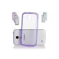 Ganvol Samsung Galaxy S4 mini i9190 TPU Silicone Bumper with Dust Cap transparent Acrylic Hard Back Case Cover Case (Purple) (Wireless Phone Accessory)