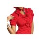 Laeticia Dreams Ladies Volant Ruffle Blouse Short Sleeve Stand Collar Shirt SML XL XXL XXXL (Textiles)