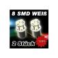2 x 8 SMD LED BA15s P21W 12V WHITE Blinker parking light brake light car bulb