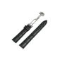 Ritche Watch Strap crocodile leather effect with folding clasp Black 20mm (Watch)